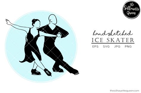 Hand drawn Couple Ice Skater clipart clip art, logo, cut files for Silhouette Cameo Studio ...