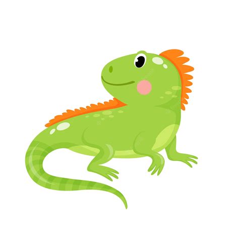 Premium Vector Vector Illustration Of Cute Green Iguana