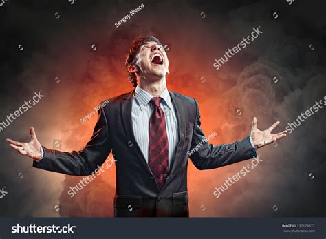 Businessman Anger Fists Clenched Screaming Stock Photo 137179577