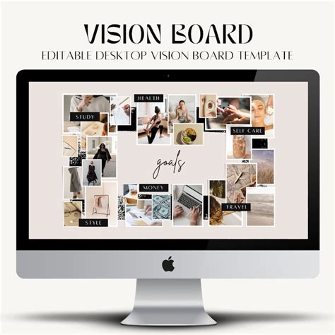 Digital Vision Board Template Canva 2024 Vision Board 2024 Goals