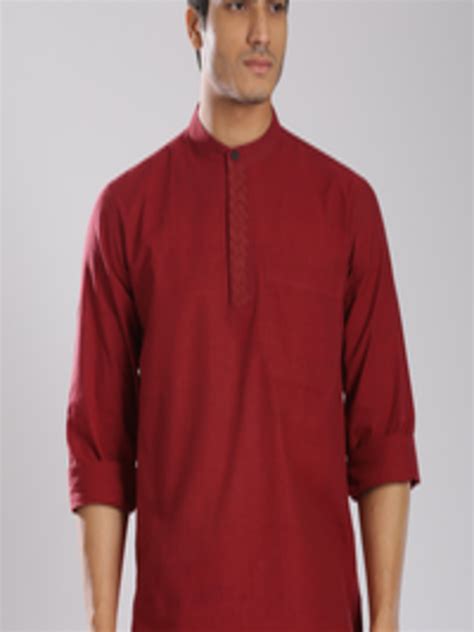 Buy Fabindia Men Maroon Solid Straight Kurta Kurtas For Men 1467096