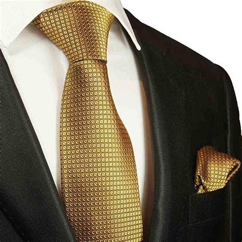 Gold Silk Men S Tie And Pocket Square By Paul Malone Tie And Pocket