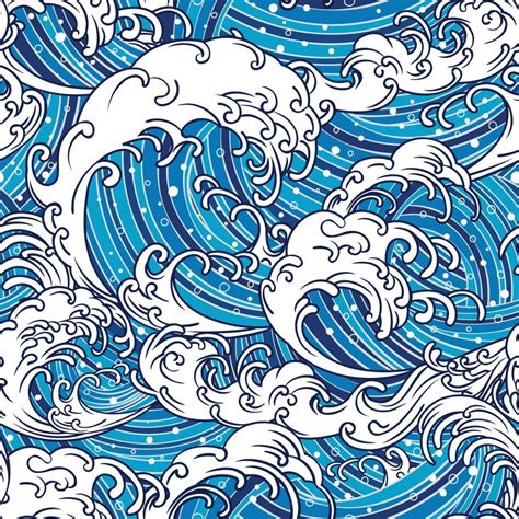 Japan Sea Waves Ukiyo E Seamless Pattern 5948647 Vector Art At Vecteezy