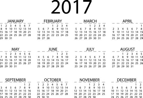 Descarga Calendario 2017 En Formato Png Para Imprimir En Hoja A4