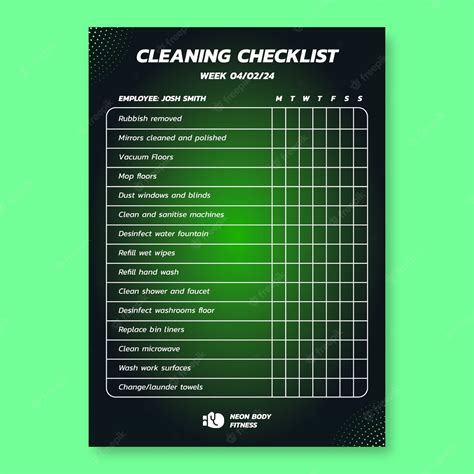 Free Vector Gradient Neon Body Fitness Gym Cleaning Checklist
