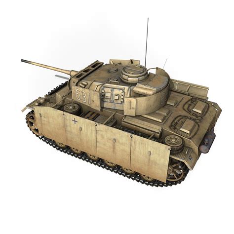 Pzkpfw Iii Panzer 3 Ausfm 631 Modelo 3d 119 C4d Obj Lwo