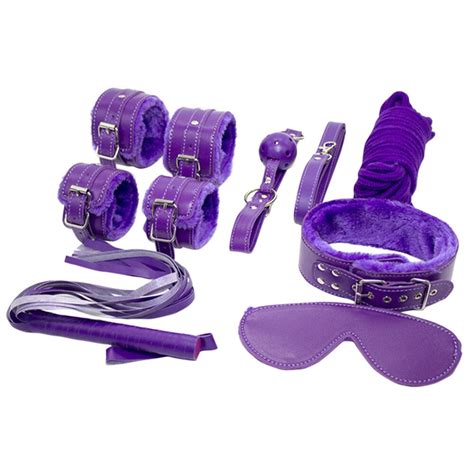 New Arrivals Red 7pcs Set Adult Handcuffs Fantasy Toys Cosplay Bandage Fetish Restraint Sm