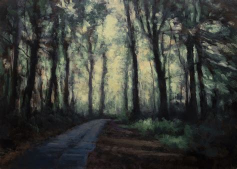 Road Through The Woods 10x14 Tonalist Landscape Oil Painting — M