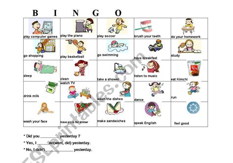 Daily Routines Bingo Cards Esl Worksheet By Nurubeyza