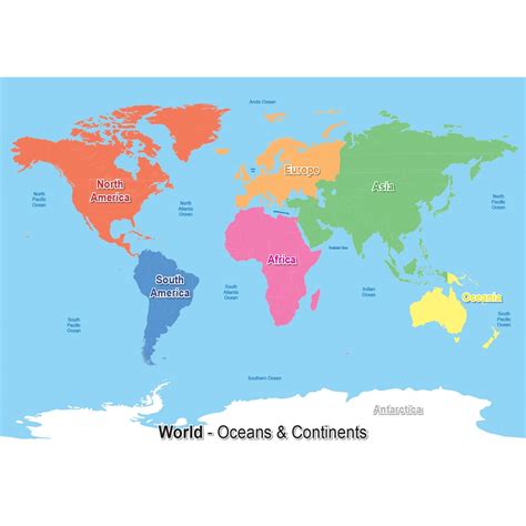 World Map 7 Continents And 5 Oceans Topographic Map Of Usa With States