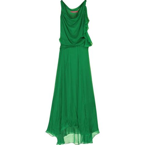 Emanuel Ungaro Silk Chiffon Long Gown Green Evening Gowns Green