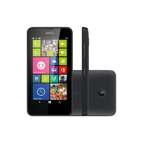Smartphone Nokia Lumia 630 Dual Chip Preto Windows 81 3g 5mp 8gb Gps