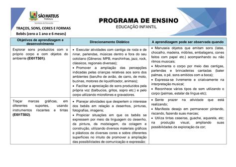 Objetivos Do Campo De Experiência Traços Sons Cores E Formas