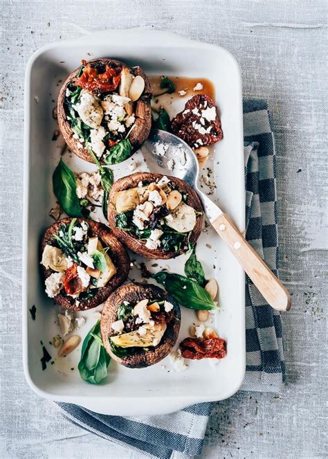 Gevulde portobello met spinazie uit de oven - Uit Paulines Keuken