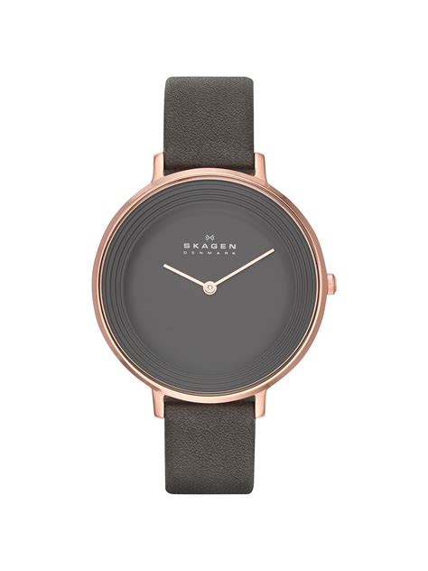 skagen skw2216 women s ditte leather strap watch grey at john lewis and partners
