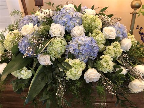 Hydrangea Rose Casket Spray Funeral Flower Arrangements Funeral