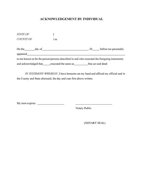 40 Free Notary Acknowledgement Statement Templates Templatelab Free