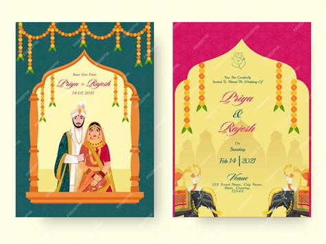 Premium Vector Indian Wedding Invitation Card Template