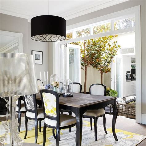 Chairs appear to be of high quality. Yellow and Black Dining Room with French Dining Table ...
