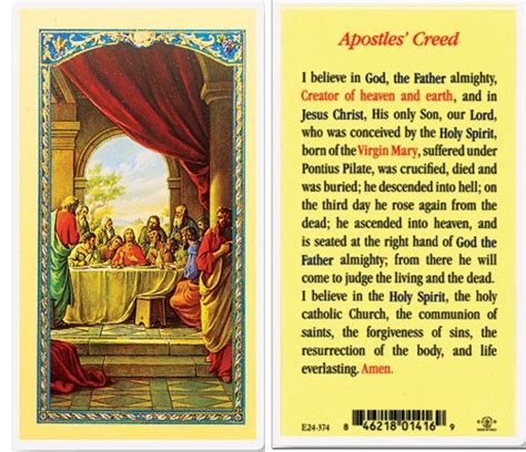 Apostles Creed Last Supper Laminated Prayer Cards 25 Pack