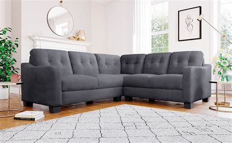 Belmont Slate Grey Plush Fabric Corner Sofa Furniture Choice