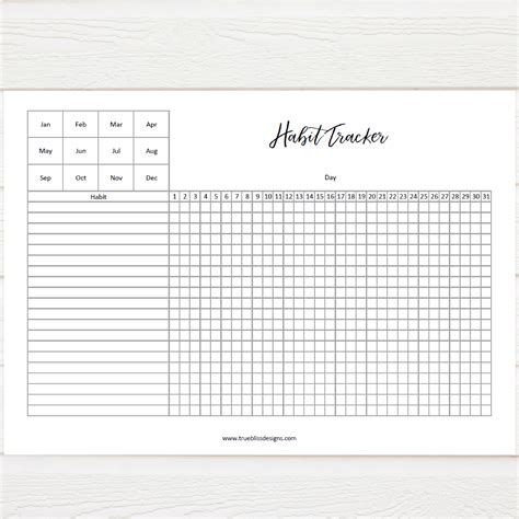 Habit Tracker True Bliss Designs