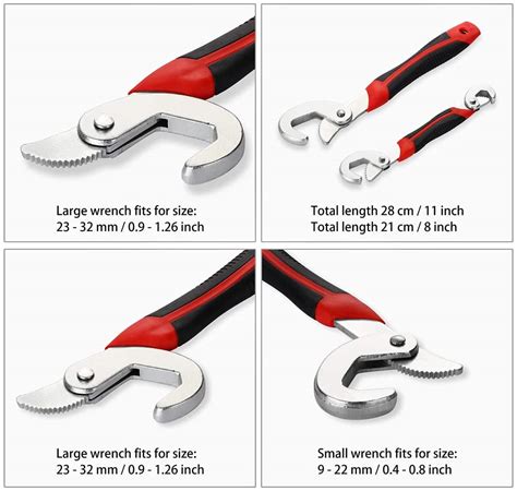 2pc Multi Function Universal Snap And Grip Wrench Spanner Set 9 32mm