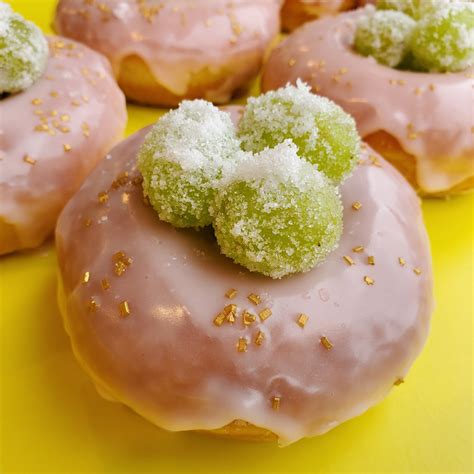 Rosé Champagne Icing Donut Topped With Green Grapes Jarams Donuts