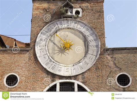 Antique Clock Of San Giacomo Di Rialto Church Near Rialto Stock Image
