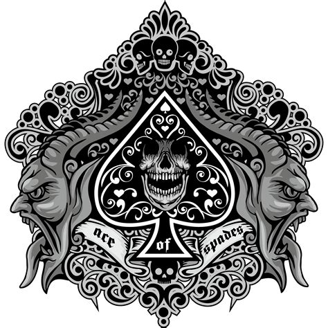 Ace Of Spades Icon With Filigree And Demons 1377003 Vector Art At Vecteezy