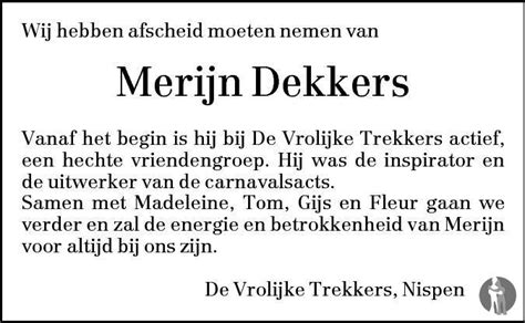 Marinus Jacobus Antonius Merijn Dekkers Overlijdensbericht