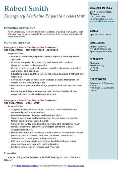 • establish a recovery team, if necessary. Emergency Medicine Physician Assistant Resume Samples ...