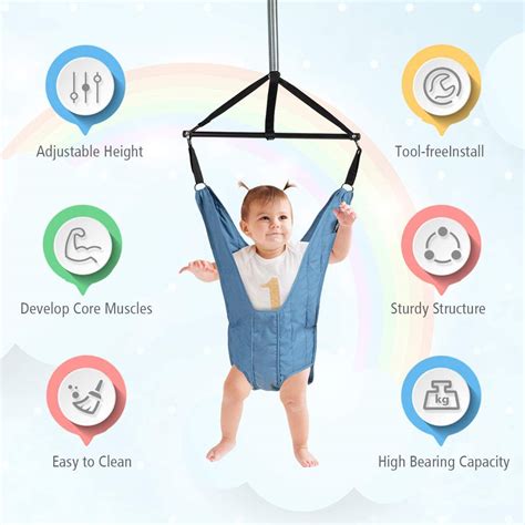 Baby Jumper Door Bouncer Infant Spring Jumping Exerciser Set With Doo