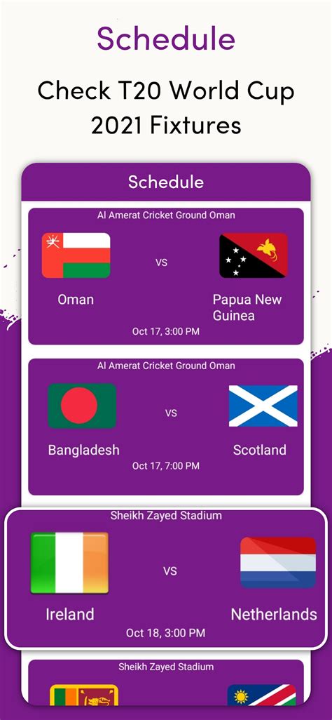T20 Cricket World Cup Schedule For Android Download