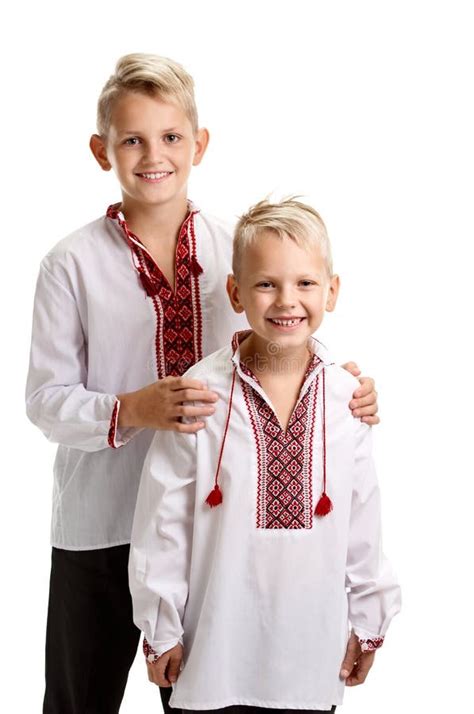 Portrait Of Two Boys In Vyshyvanka Stock Image Image Of Patriot