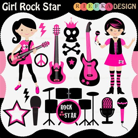 Girl Rock Star Clipart Set