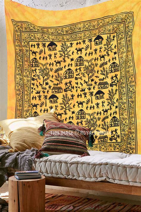Yellow Animal Indian Tie Dye Hippie Cotton Tapestry Wall Hanging