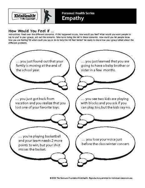 Empathy Worksheets For Teenagers