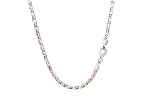 Sterling Silver Inch Necklace With Pink Cubic Zirconias Richard