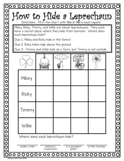 A Printable Worksheet For Teaching How To Hide A Leprechaun