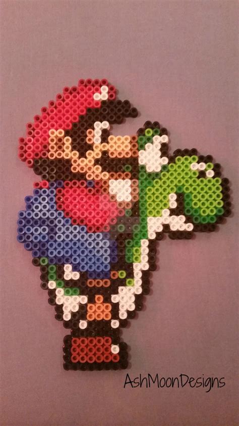 Mario And Yoshi Perler Bead Figure By AshMoonDesigns On DeviantArt