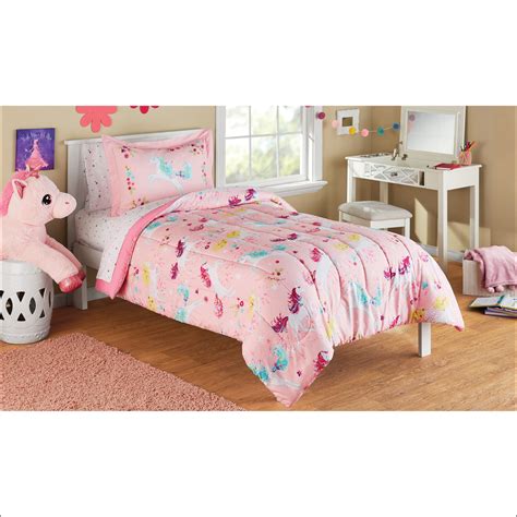 Mainstays Kids Microfiber Twin Unicorn Bed In A Bag 1 Each Walmart