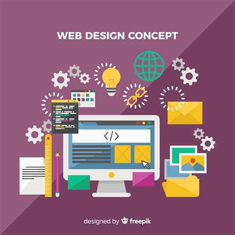 Modern Web Design Concept With Flat Style Free Vector