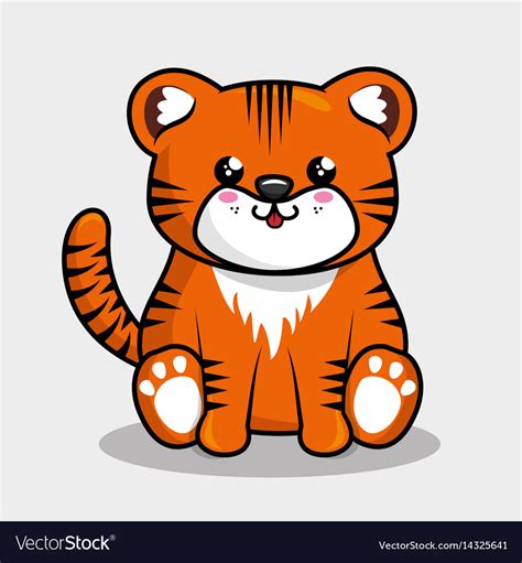 Cute Tiger Character Kawaii Style Royalty Free Vector Image