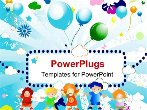 Powerpoint Template Abstract Colorful Design With Kids