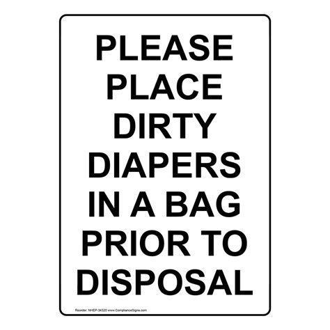 Vertical Sign Trash Please Place Dirty Diapers In A Bag