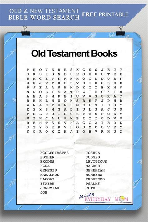 Books Of The Old Testament Word Search Old Testament Free Printable