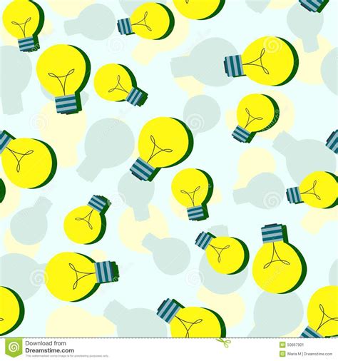 Vector Seamless Pattern With Flat Light Bulbs Simple