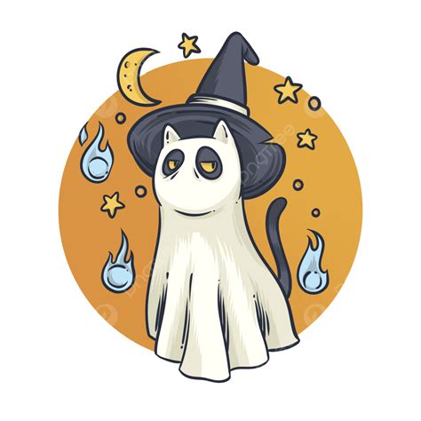 Cartoon Halloween Standing Ghost Cat Cartoon Ghost Cat Halloween Png