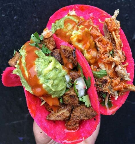 Pink Tortilla Chicken And Steak Tacos Mexican Food Recipes Cuisine